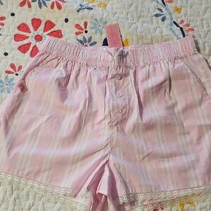 NWT Simply Southern Pink and White Pajama Shorts Sz Large